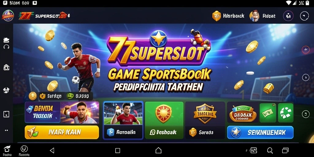 Screenshot utama 77SUPERSLOT menunjukkan aksi taruhan yang seru.