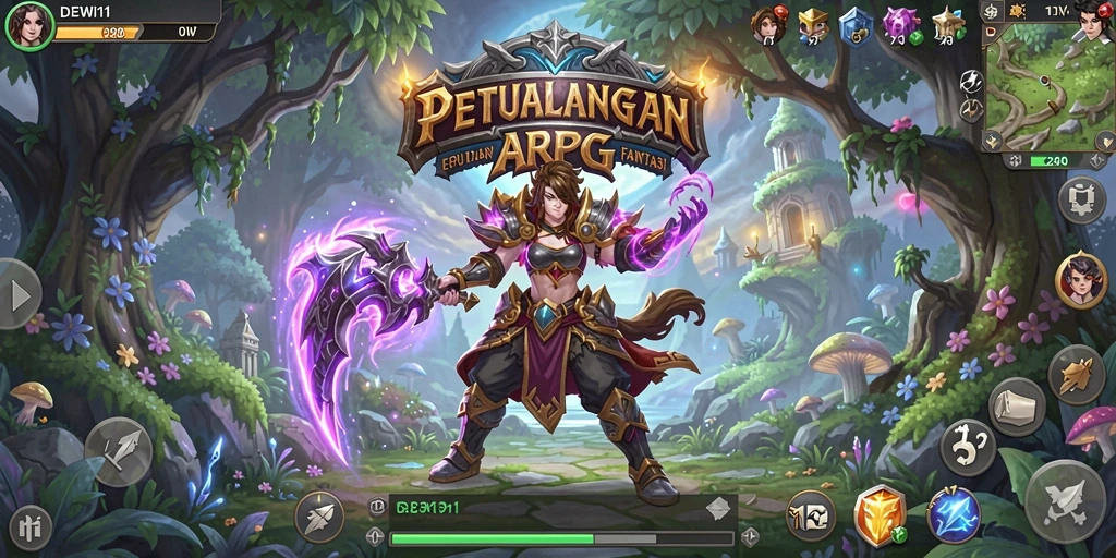 Tampilan gameplay <strong>DEWI11</strong> yang menampilkan aksi pertempuran seru dan grafis menawan.