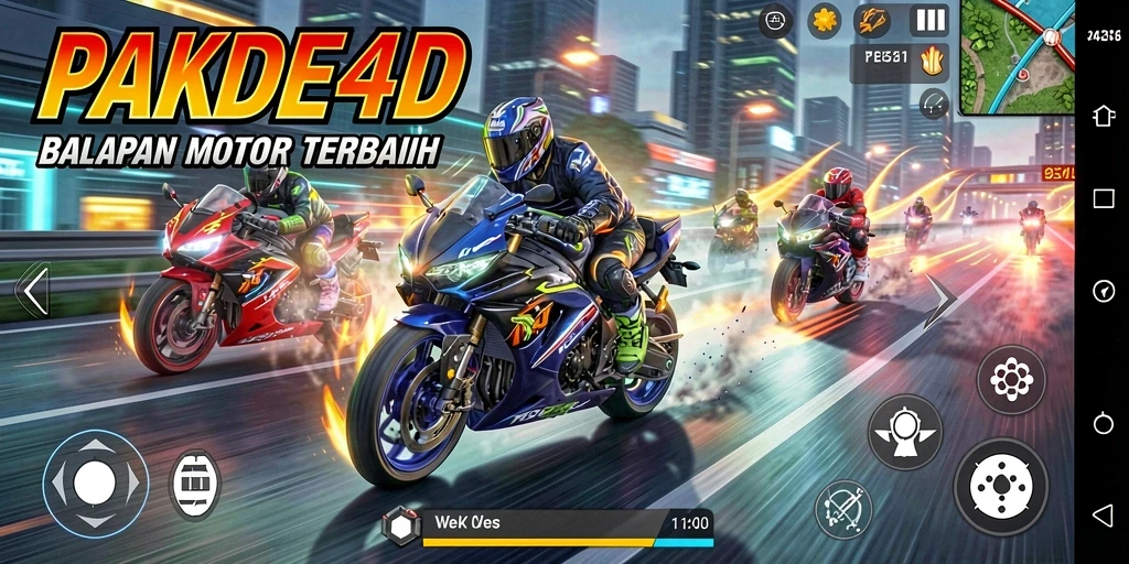 Gameplay menegangkan di trek balapan PAKDE4D yang penuh aksi.