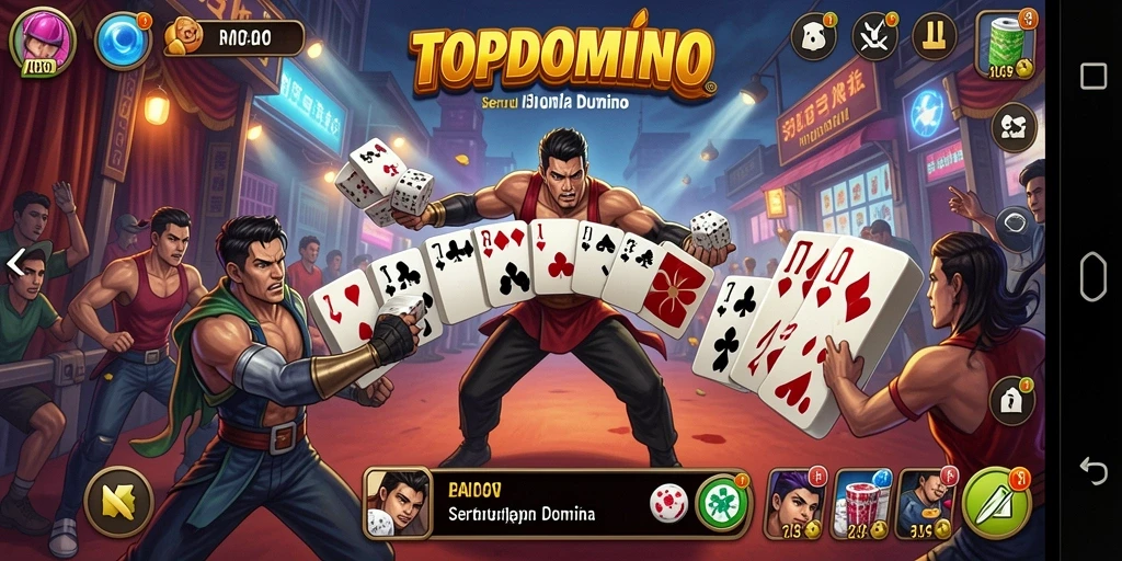 Gameplay pertarungan yang intens dan mendebarkan dalam TOPDOMINO.